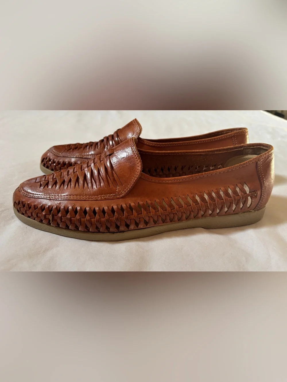 Pano Fino Huarache Leather Loafers Brown Slip On Men’s US 12 Est